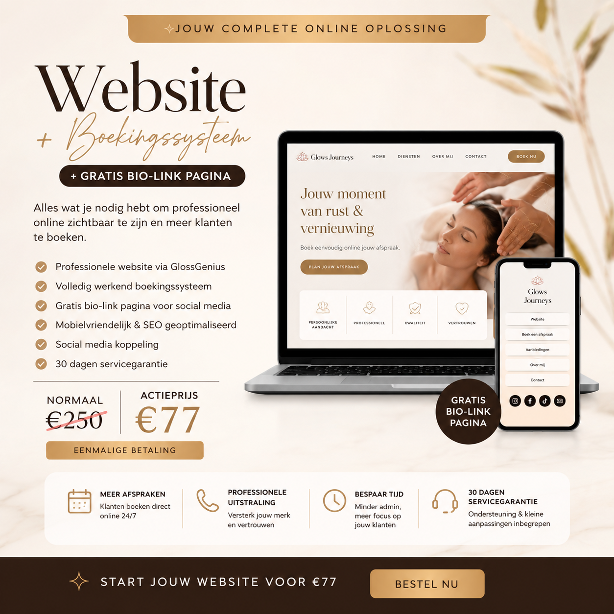 Website Met Boekingssysteem + Gratis Bio-link
